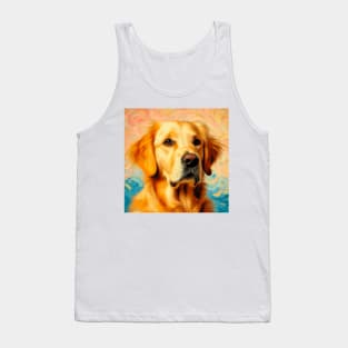 Furry Best Friend - Golden Retriever in Van Gogh Style, Labrador Retriever Doggo Tank Top